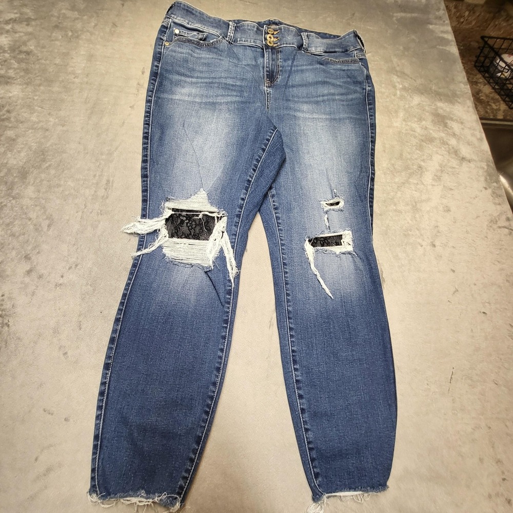 Torrid Jeans Womens 18 Blue Jegging Distressed High Rise Stretch 5-Pocket